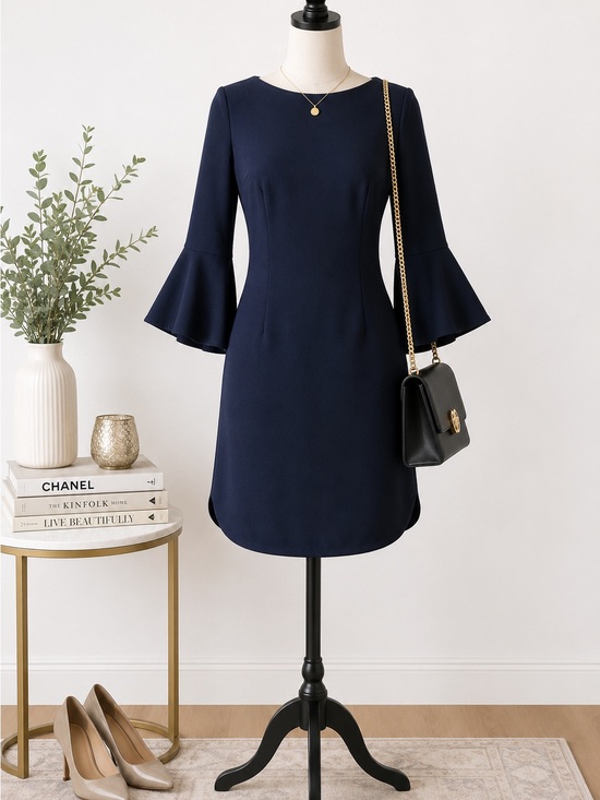 Vince Camuto Dresses & Skirts - Vince Camuto Navy Bell-Sleeve Shift Dress